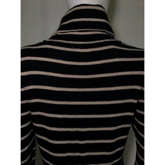 Manoukian Women's Casual Dress Black Tan Striped Long Sleeve Knee Length Size M - Picture 6 of 11